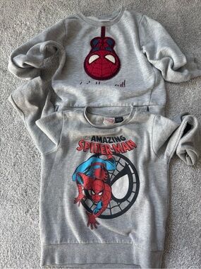 Marvel Gray Sweatshirt with Red & Blue Spider-Man Graphic